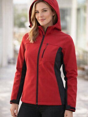 Free Tech Women's Red & Black Hooded Softshell Jacket XL